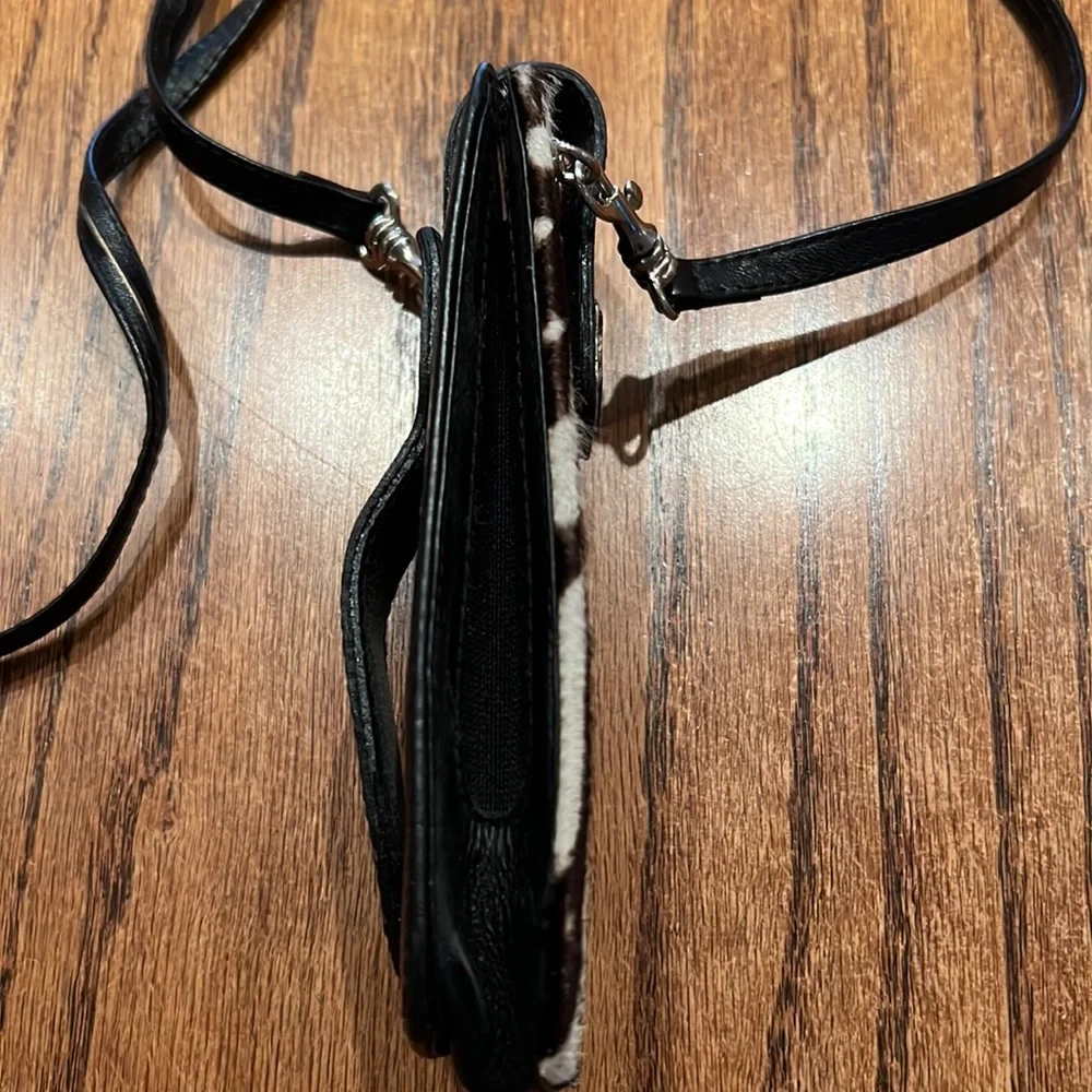Donald Pliner Small Zebra Print Calf Hair & Leather Crossbody With Belt Clip